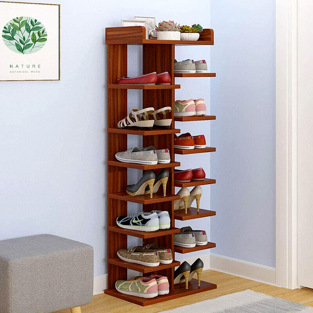Double Row Shoe Rack Organizer, Space Saving Shoes Storage, Wooden Sho