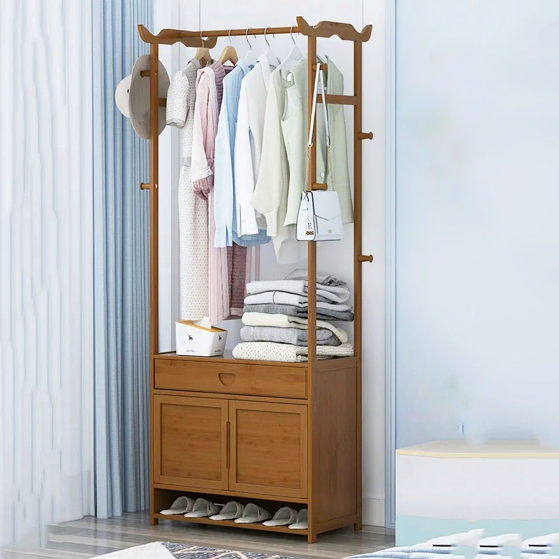 Wooden Alna with Cabinet | Simple And Modern Clothes Rack