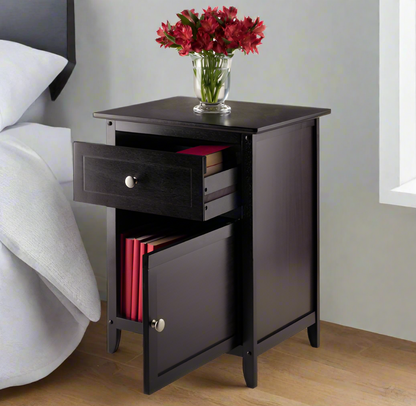 Wooden Bedside Table with Cabinet