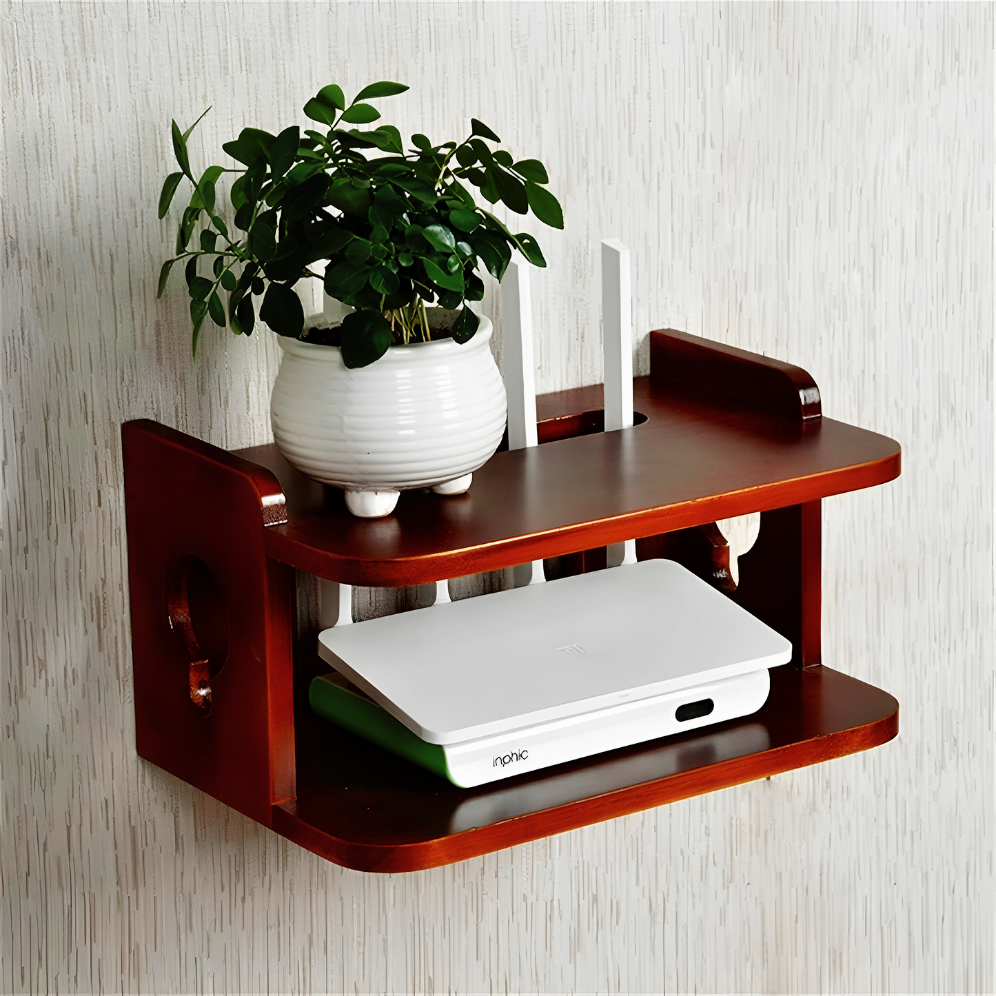Wooden Wall Hanging Router Shelf For Office & Home