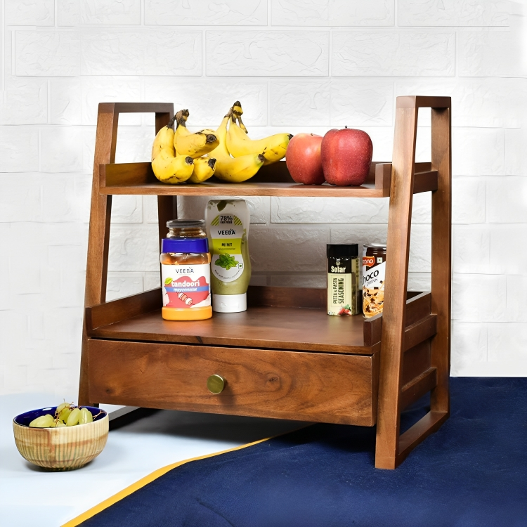 Wooden Versatile Kitchen Organizer Rack with Drawer – GRIHOSHAJ.COM