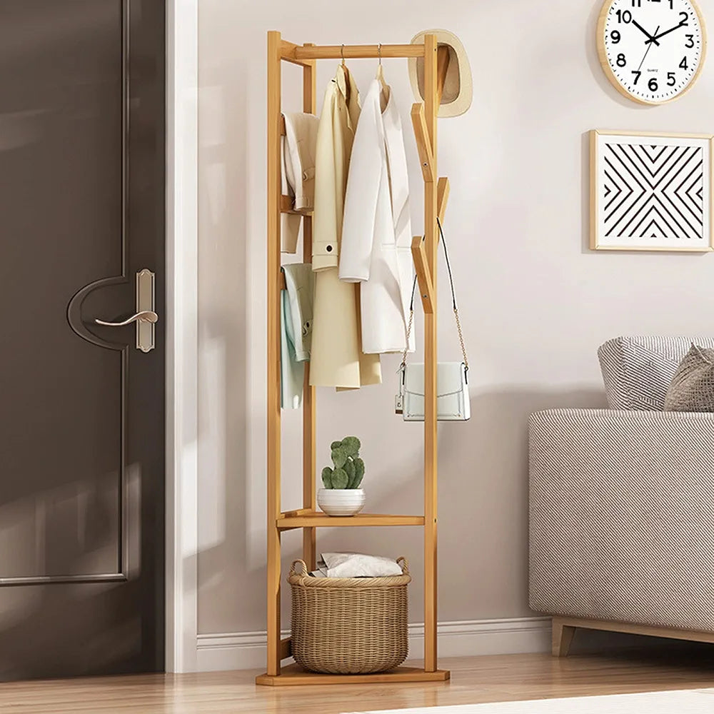 Wooden Entrance Hall Tree Modern Style Simple Home Floor Hall Stand