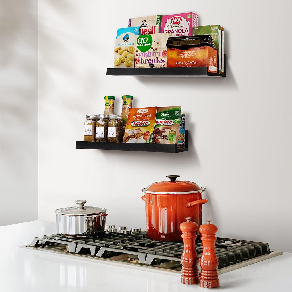 Wall Mounted Wood Shelves for Bedroom, Living Room, Bathroom, Kitchen, Small Picture Ledge Shelves