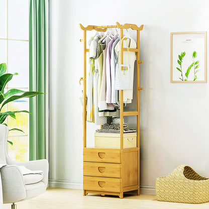 Wooden Multi Layer Alna Witn 8 Side Hook And 3 Drawers For Bedroom