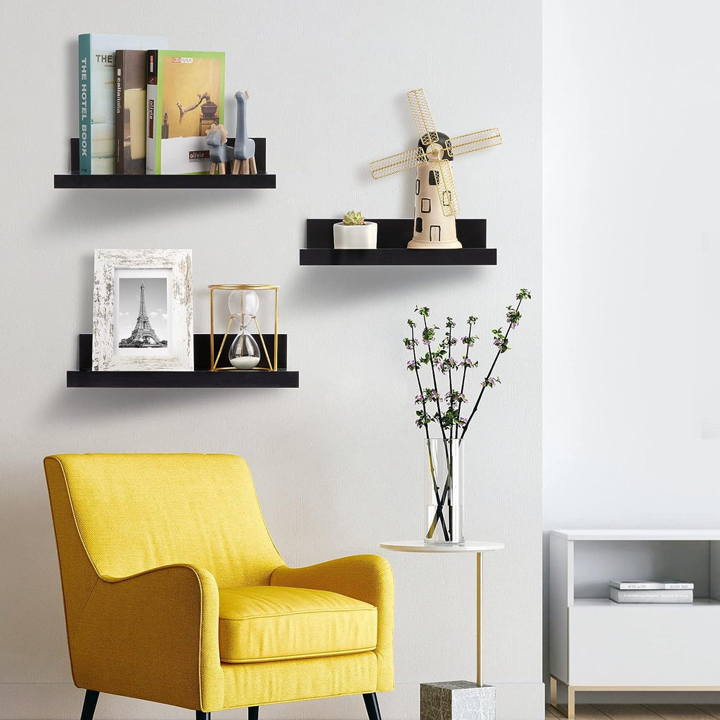 Wall Mounted Wood Shelves for Bedroom, Living Room, Bathroom, Kitchen, Small Picture Ledge Shelves