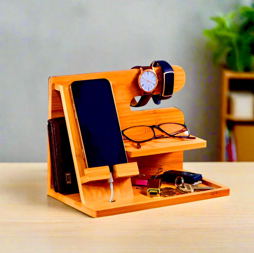 Phone Docking Station Key Holder Wallet Stand Watch