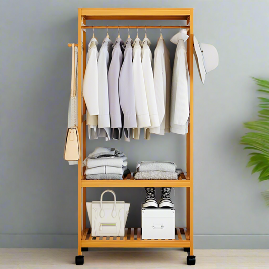 Wooden Clothes Stand with Rack