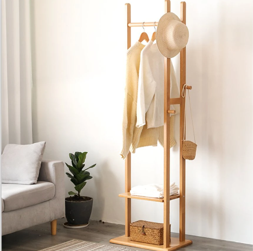Wooden Clothes Hanger Stand | Minimalist Coat, Hat Hanger