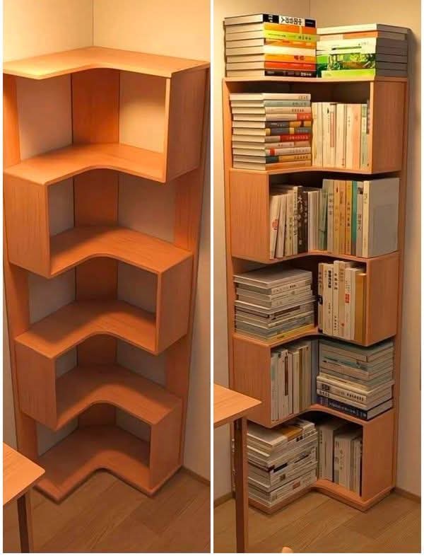 Wooden Stylish corner bookshelf