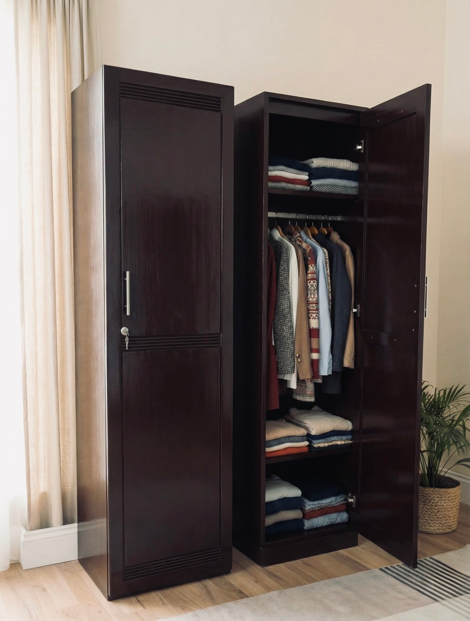 Minimalist Single Door Wardrobe | Wooden Single Door Almirah