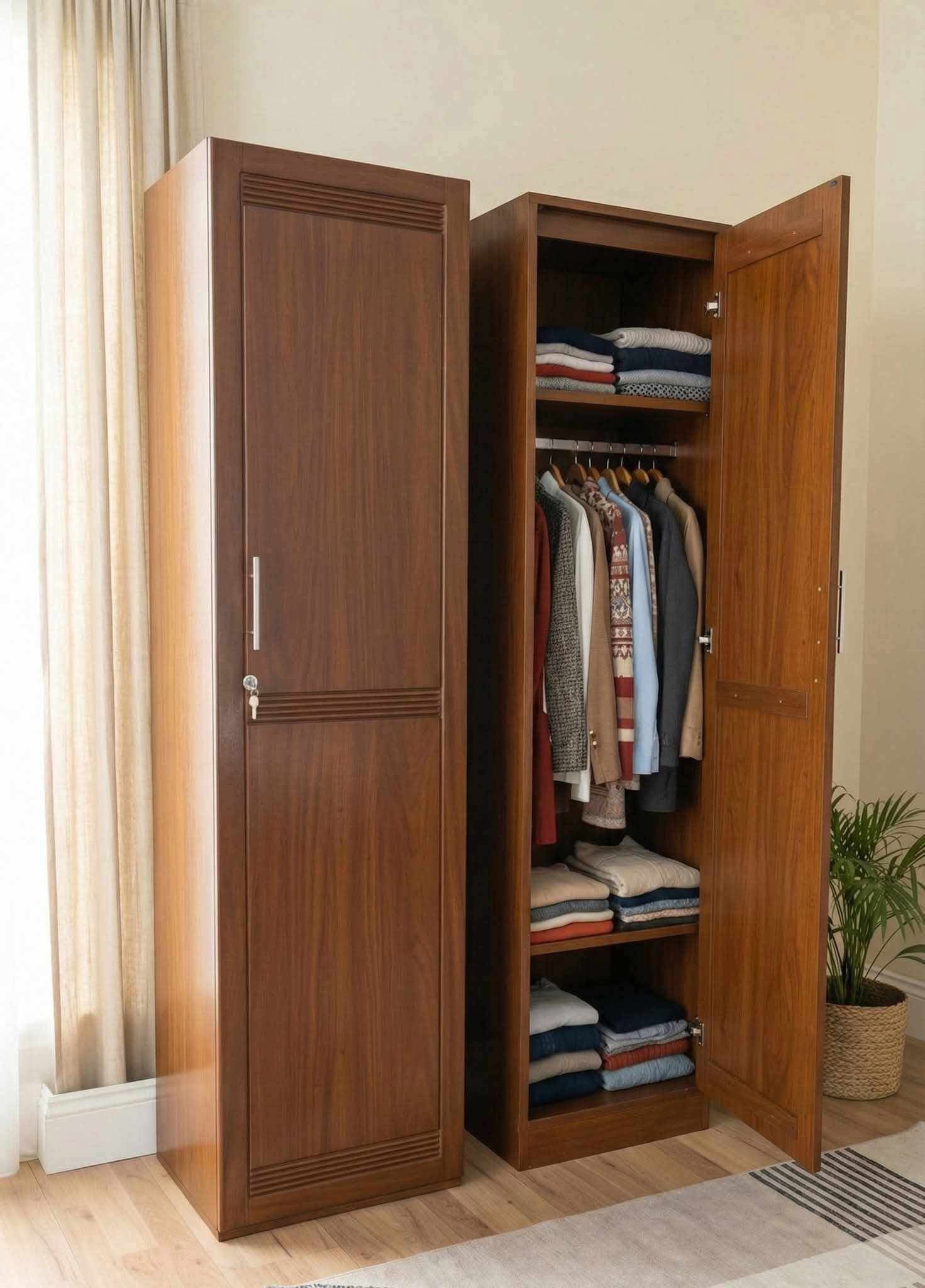 Minimalist Single Door Wardrobe | Wooden Single Door Almirah