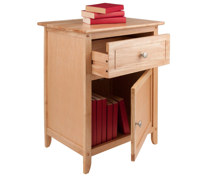 Wooden Bedside Table with Cabinet