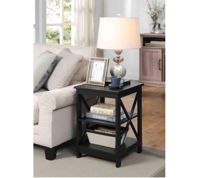 Wooden Oxford End Table with Shelves