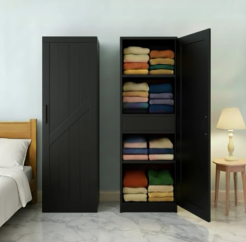 Wooden Single Door Wardrobe | Minimalist Single Door Almira