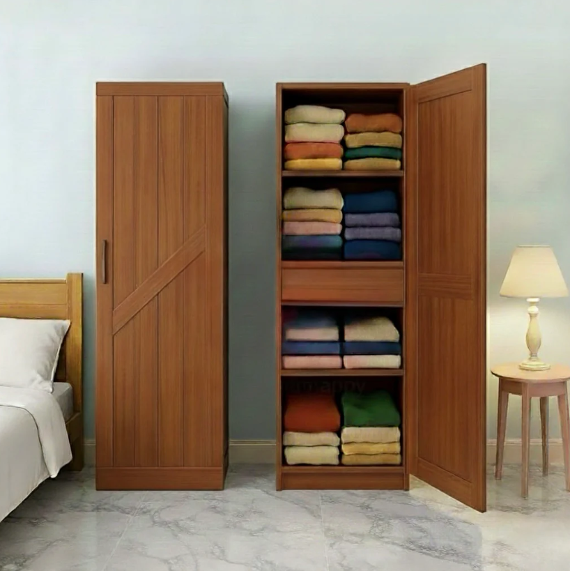 Wooden Single Door Wardrobe | Minimalist Single Door Almira