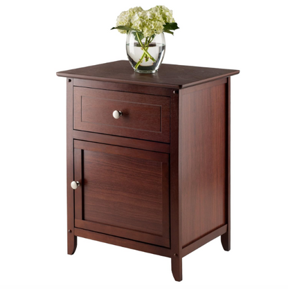 Wooden Bedside Table with Cabinet