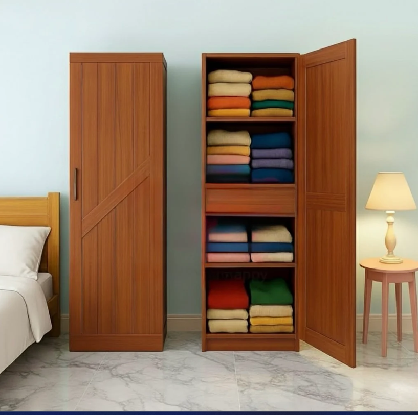 Wooden Single Door Wardrobe | Minimalist Single Door Almira