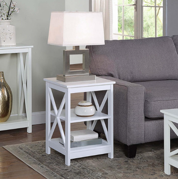 Wooden Oxford End Table with Shelves