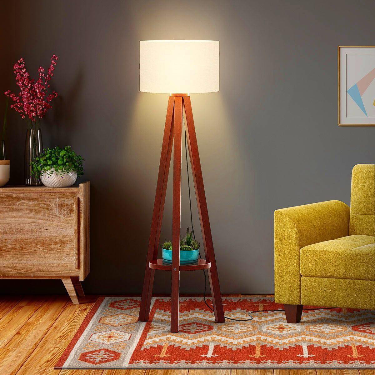 Outstanding Wooden Trypod Floor Lamp for Bedroom , Living Room