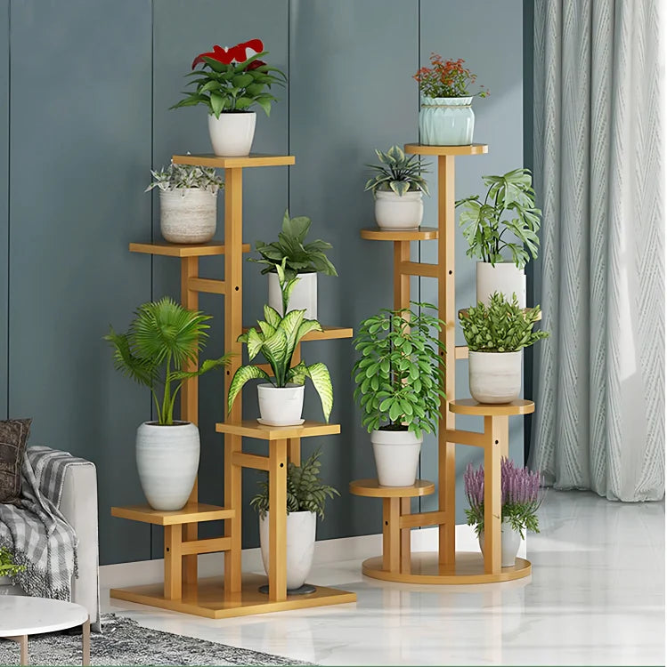 5 Tier Wooden Flower Plant Stand For Living Room, Office, Balcony