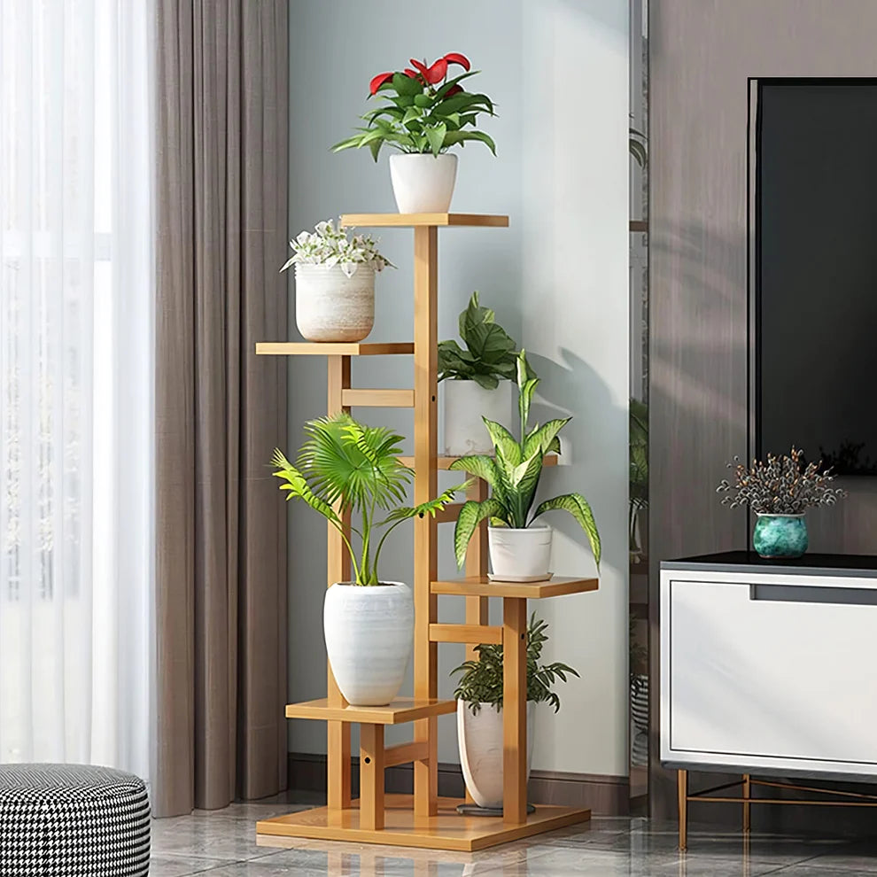 5 Tier Wooden Flower Plant Stand For Living Room, Office, Balcony