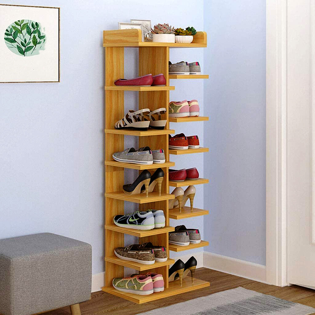Double Row Shoe Rack Organizer, Space Saving Shoes Storage, Wooden Sho ...