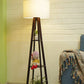 Wooden Floor Lamp with Shelf (Brown White)