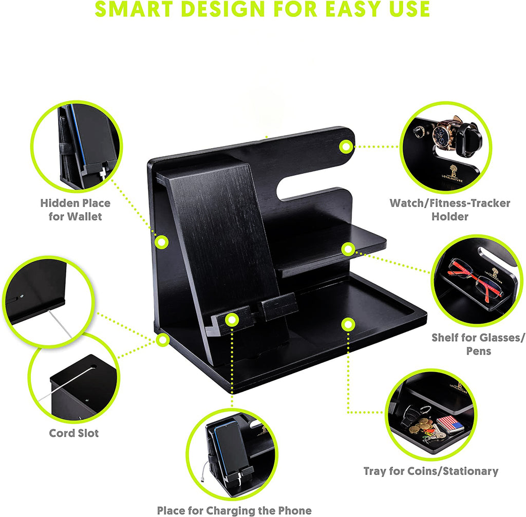 Phone Docking Station / Key Holder / Wallet Stand / Watch Organizer