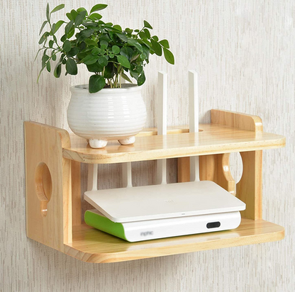 Wooden Wall Hanging Router Shelf For Office & Home