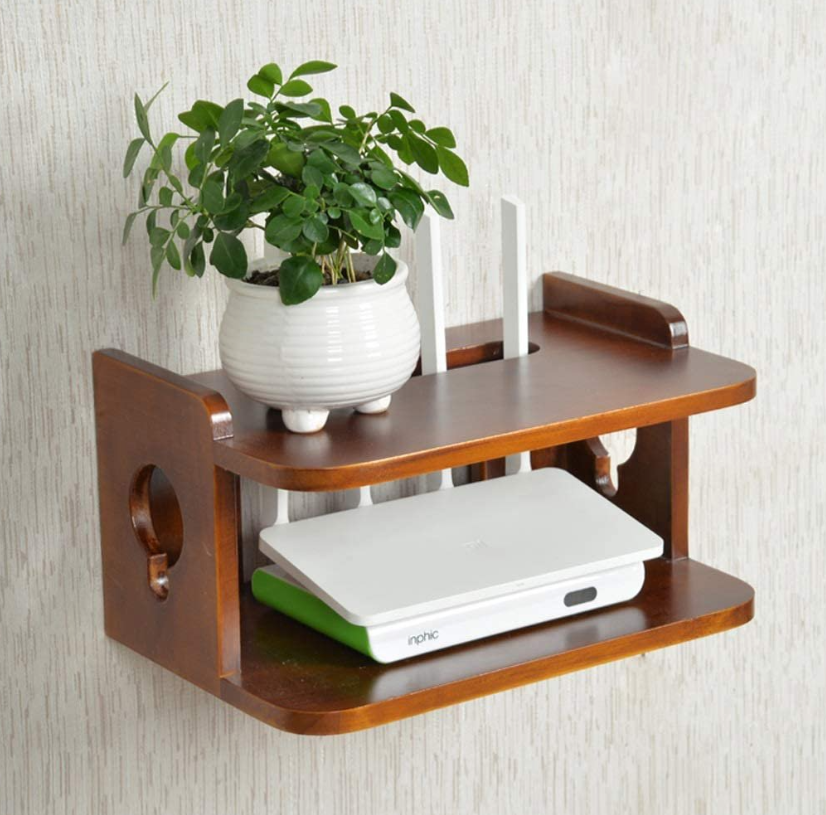 Wooden Wall Hanging Router Shelf For Office & Home