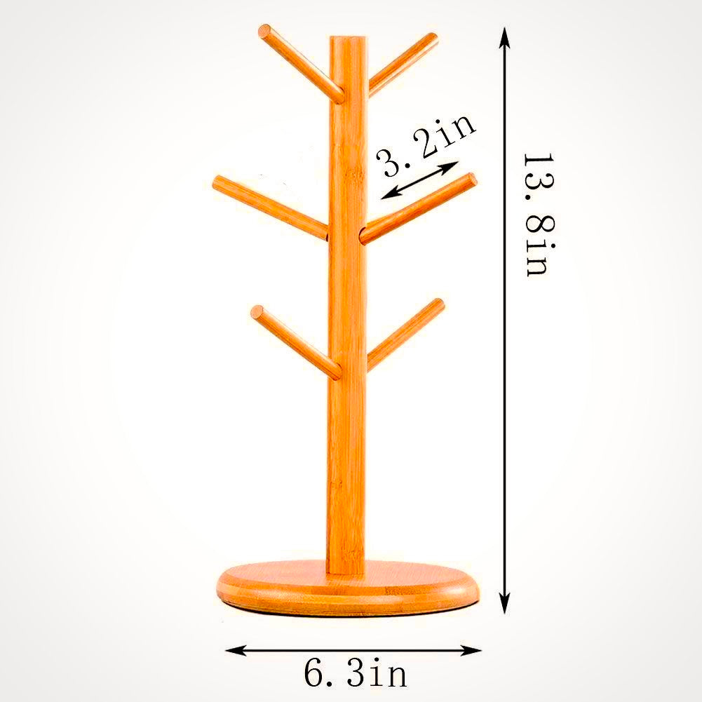 Tree Shape Wood Mug Stand Holder