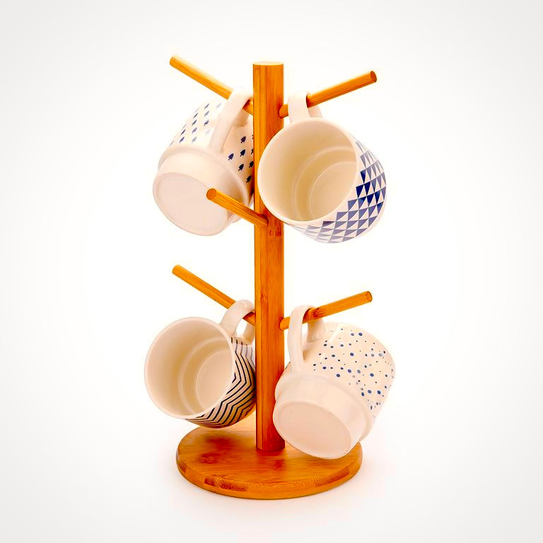 Tree Shape Wood Mug Stand Holder